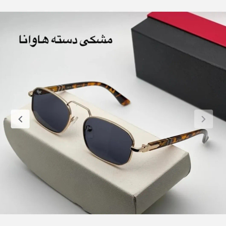عینک آفتابی پرسول مدل دسته فنری مسترکوالیتی رنگ طلایی و مشکی هاوانا سایز 54