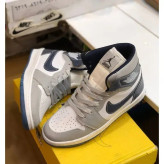 کفش جردن ساقدار زنانه نایک سفید طوسی ابیکتونی چرم صنعتی