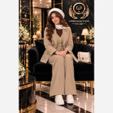 ست سه تیکه پاییزه کلمبیایی کت و جلیقه و شلوار سوپرمازراتی اعلا مشکی نسکافه ای فری سایز