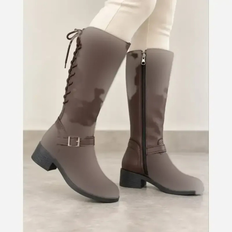 بوت زنانه پشت بندی چرم صنعتی زیره پی وی سی سایز 37 تا 40